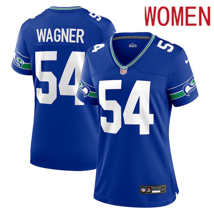 Women Seattle Seahawks #54 Bobby Wagner Nike Royal Throwback Player Game NFL Jersey->women nfl jersey->Women Jersey
